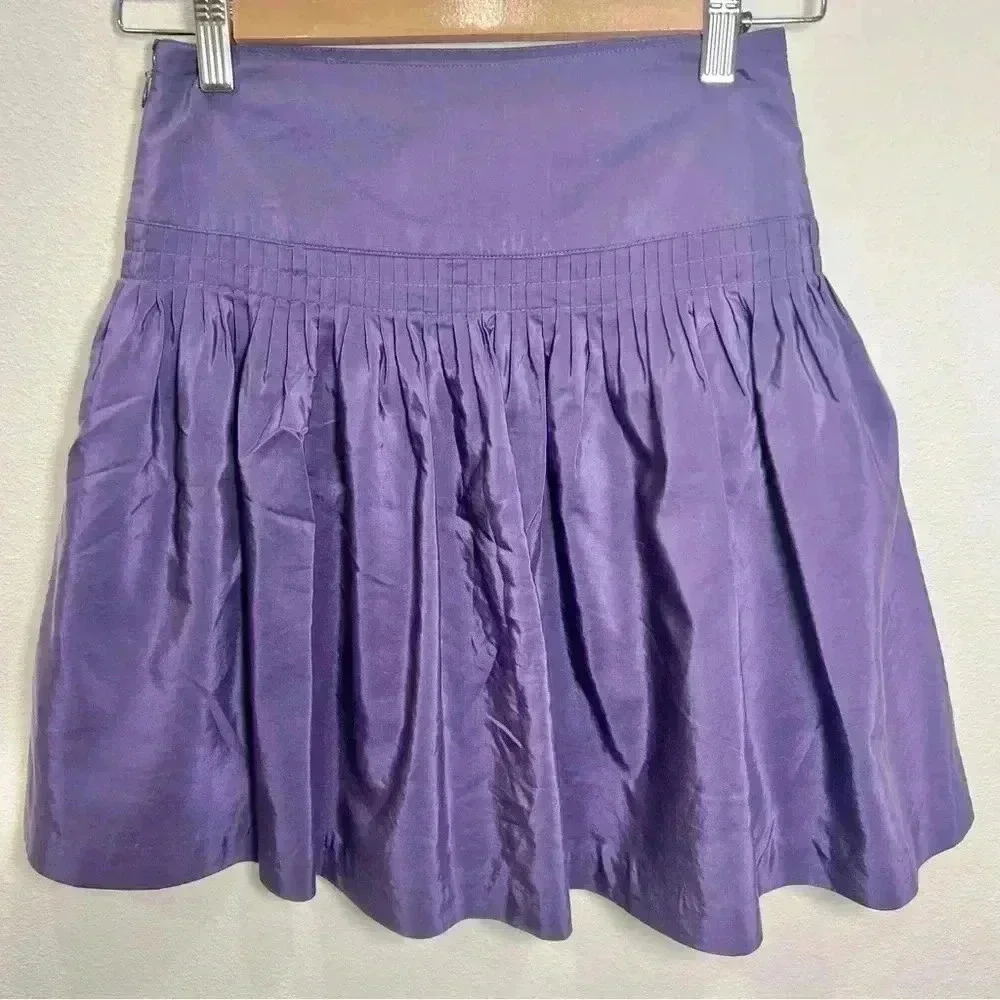 GAP Petite Women’s Satin Gathered Purple A-Line Skirt Size 0 Petite - Picture 4 of 12